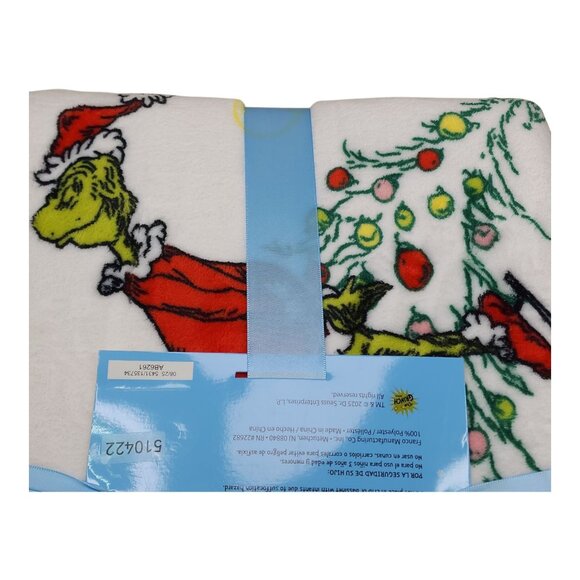 Dr. Seuss The Grinch Queen Plush Blanket 90" X 90" Christmas Soft & Warm Holiday - Picture 3 of 12